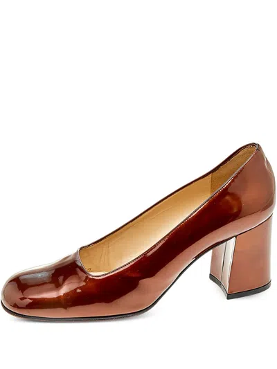 Pre-owned Gucci 75mm Glossy Block-heel Pumps