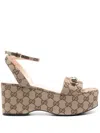 Gucci Damensandale Mit Plateausohle Und Horsebit In Neutrals