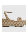 Gucci Damensandale Mit Plateausohle Und Horsebit In Nude