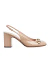 Gucci 75mm Horsebit Slingback Pumps In Nude