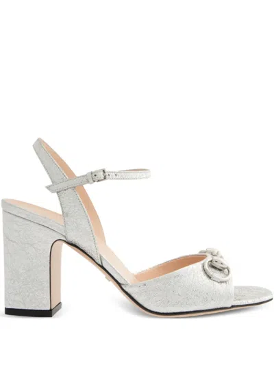 Gucci 75mm Lady Horsebit Leather Block-heel Sandals
