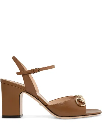 Gucci Brown Leather Sandal With Buckle Women