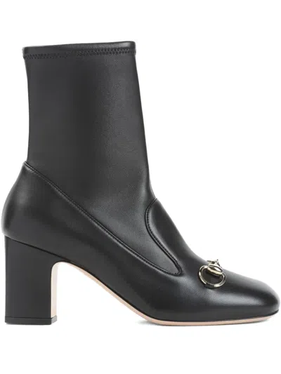 Gucci 75mm Leather Boots In Black