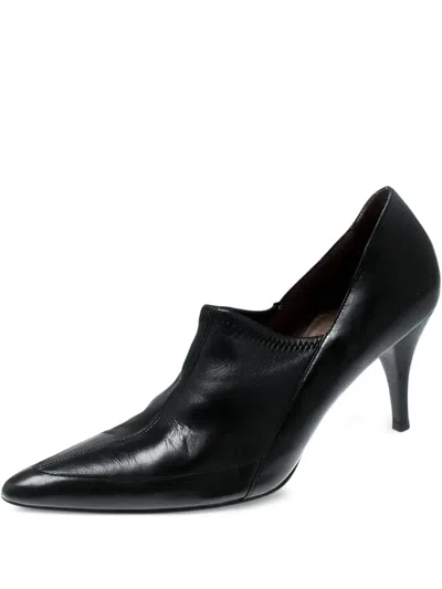 Pre-owned Gucci 75mm Leather Pointed-toe Pumps In Black