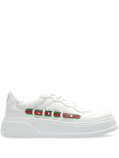 Gucci Chunky B Faux Leather Sneakers In White