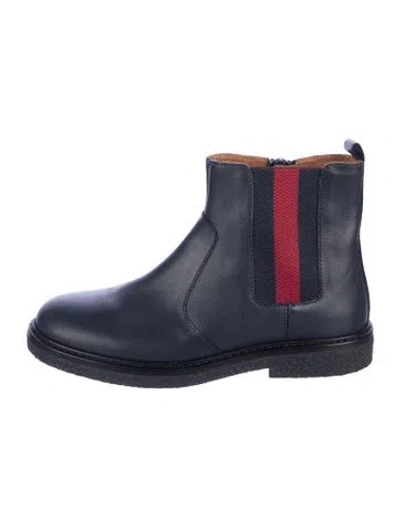 Pre-owned Gucci Babies' 7y Boys Leather Boots In Blue