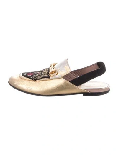 Pre-owned Gucci Babies' 7y Girls Sling Back Mules In Gold