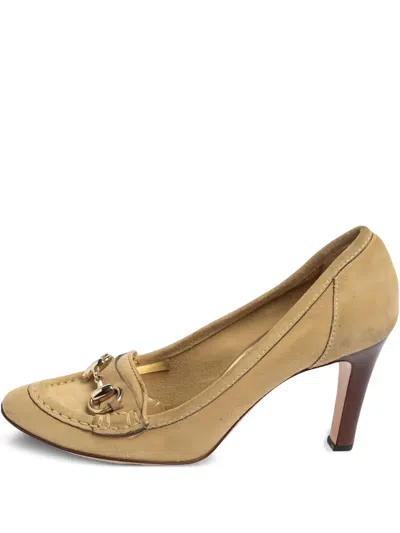 Pre-owned Gucci 80mm Horsebit-detail Leather Pumps
