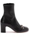 Gucci 75 Horsebit Leather Boots In Black