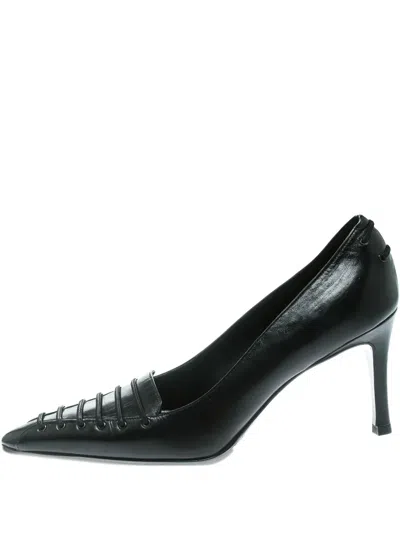 Pre-owned Gucci 80mm Pointed-toe Leather Pumps In Black