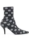Gucci 75mm Interlocking G Knit Boots In Black Knit In Schwarz