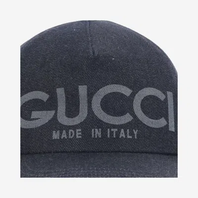Gucci 812838 Laser-etched Logo Denim Baseball Cap In Gray