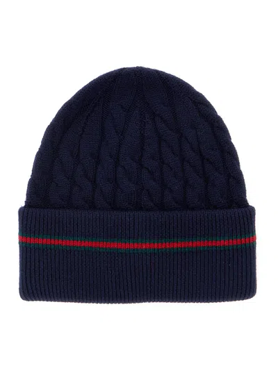 Gucci 8289124k206 Cable-knit Wool Beanie In Gold