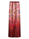 Gucci Floral Print Wide Leg Trousers With Elastic Waistband In Gold