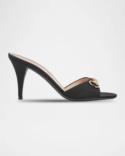 Gucci 85mm Erin Gg Monogram Canvas Mules In Black