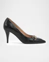 Gucci Calf Leather Bos Taurus Mid Heel Pumps In Black