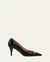 Gucci Calf Leather Bos Taurus Mid Heel Pumps In Black