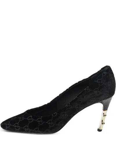 Pre-owned Gucci 85mm Gg Velvet Pumps
