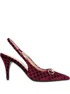 Gucci 85mm Gg Velvet Slingback Pumps In Red