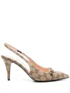Gucci Damenpumps Aus Gg Canvas Mit Fersenriemchen In Neutrals