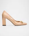 Gucci 85mm Zhora Horsebit Leather Pumps In Brown