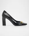 Gucci Signora Pumps Block Heel Gold Tone Hardware In Black