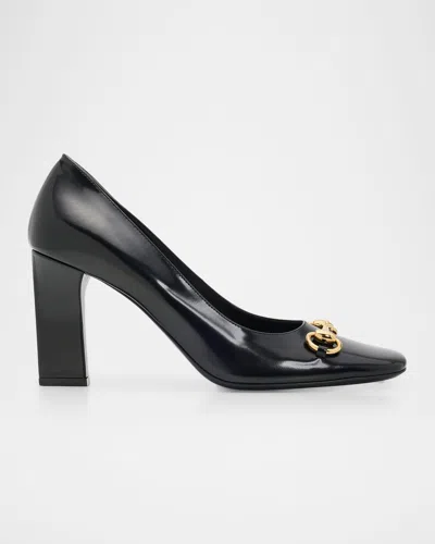 GUCCI 85MM ZHORA HORSEBIT LEATHER PUMPS