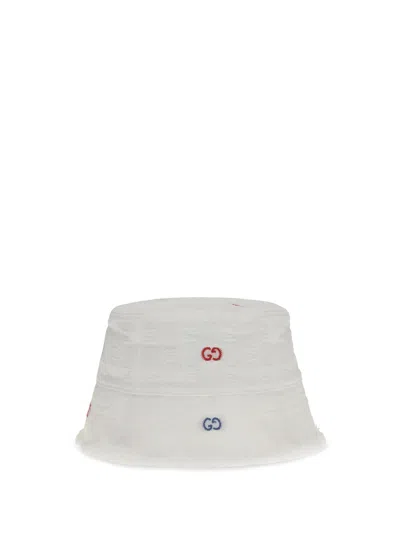 Gucci 8600053hbh7 Logo-embroidered Cotton Bucket Hat In White