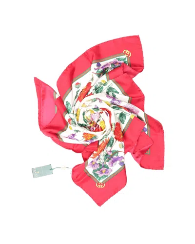 Gucci 90 Floral Silk Scarf In Red