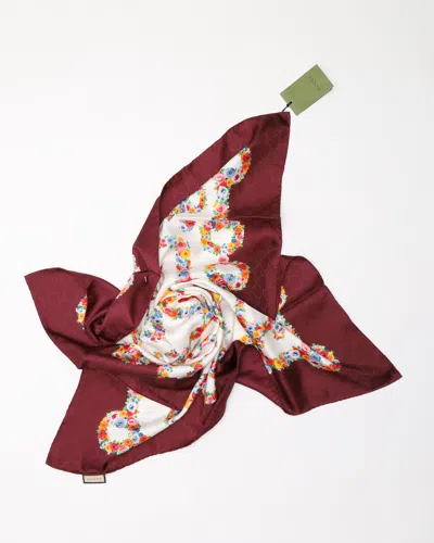 Gucci 90 Gg Silk Scarf In White