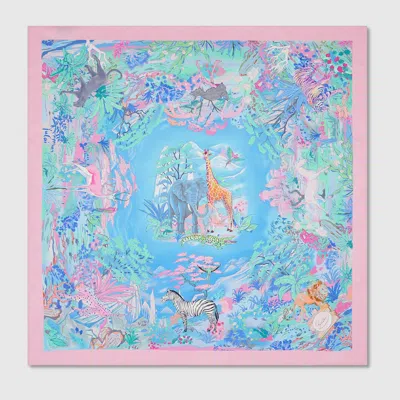 Gucci 90 X 90 Project Printed Silk Carré In Blue