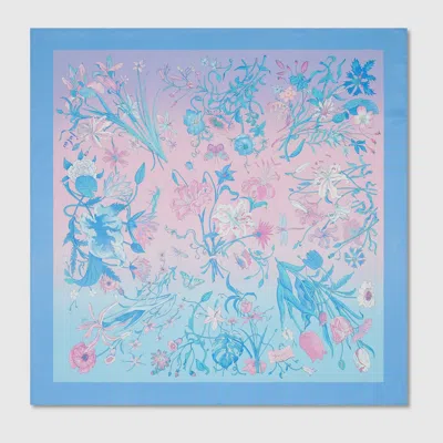 Gucci 90 X 90 Project Printed Silk Carré In Blue
