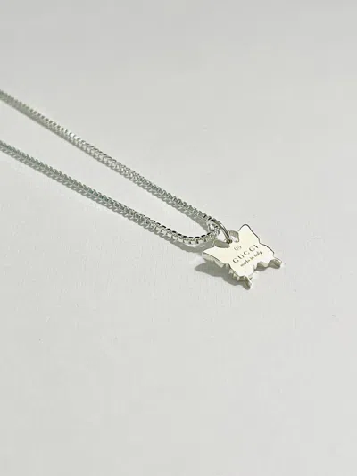 Pre-owned Gucci .925 Silver Butterfly Pendant On Chain/necklace