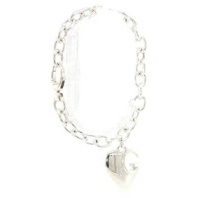 Pre-owned Gucci 925 Sterling Silver Heart Bracelet 8 Inches In Multiple