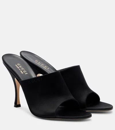 Gucci Fabric Upper And Leather Sole Sandal In Black