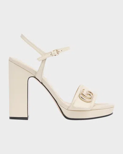Gucci 95mm Gg Marmont Leather Platform Sandals