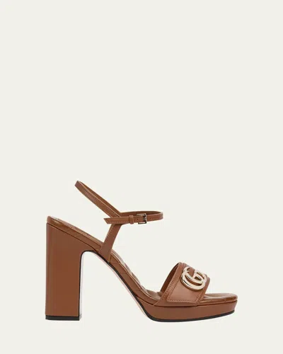 Gucci 95mm Gg Marmont Leather Platform Sandals In Multi