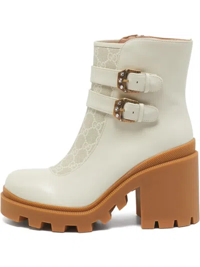 Pre-owned Gucci 95mm Kensington Double-buckle Leather Boots