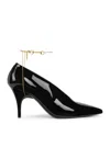 Gucci Musa Vernic Patent Leather Anklet Pumps In Black