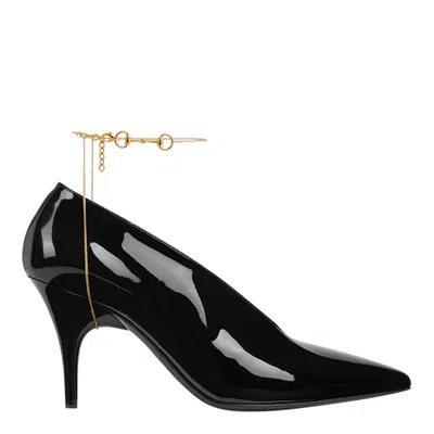 Gucci Musa Vernic Patent Leather Anklet Pumps In Animal Print