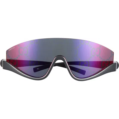 Gucci 99mm Polarized Shield Sunglasses In Grey Grey Red