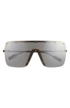 Gucci 99mm Shield Sunglasses In Gold Silver Grey