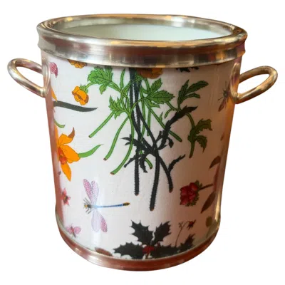 Pre-owned Gucci A 1980s Iconic Silver Plate And Flora Fabric Wine Cooler By