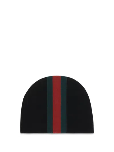Gucci A007fi4galh Web Stripe Beanie In Black