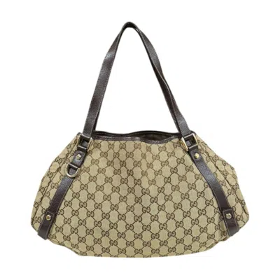 Pre-owned Gucci Abbey Beige Brown Gg Canvas Tote Bag ()