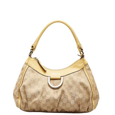 Gucci Abbey Beige Canvas Shoulder Bag () In Gold