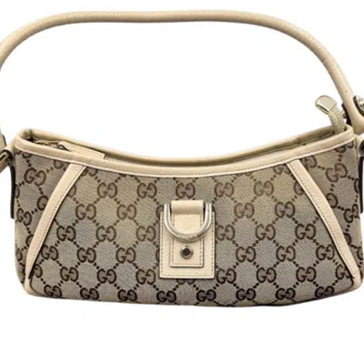 Pre-owned Gucci Abbey Beige Canvas Shoulder Bag () In Sand