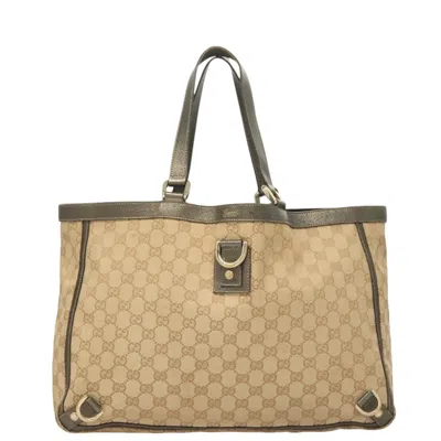 Pre-owned Gucci Abbey Beige Canvas Tote Bag ()