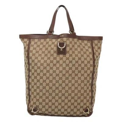 Pre-owned Gucci Abbey Beige Canvas Tote Bag ()