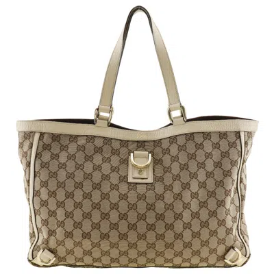 Pre-owned Gucci Abbey Beige Canvas Tote Bag ()